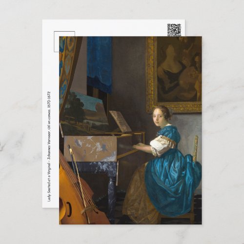 Johannes Vermeer _ Lady Seated at a Virginal Postcard
