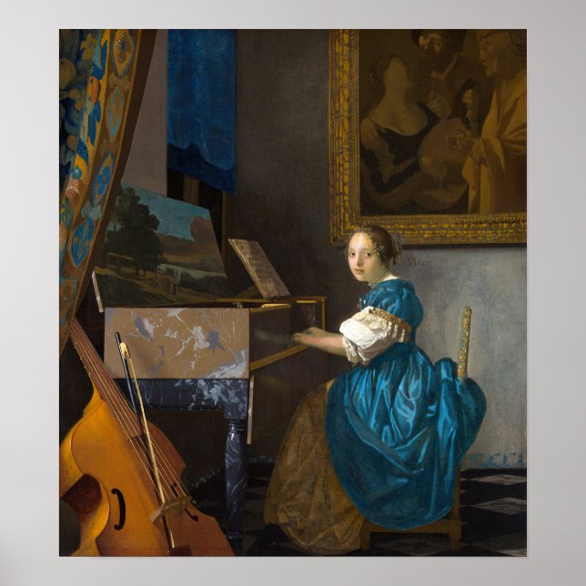 Johannes Vermeer - Lady Seated at a Virginal Poster (Front)