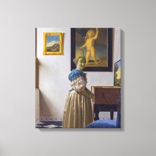 Johannes Vermeer _ Lady Standing at a Virginal Canvas Print