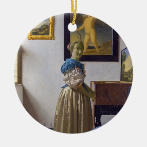 Johannes Vermeer _ Lady Standing at a Virginal Ceramic Ornament
