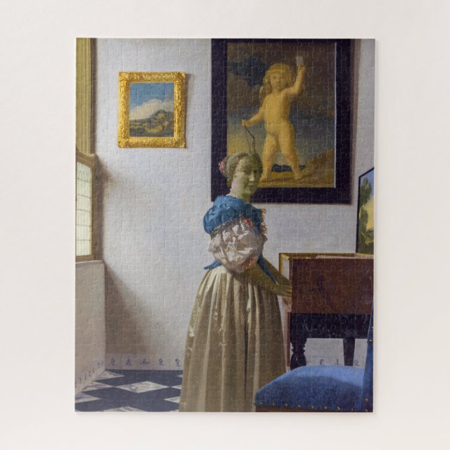 Johannes Vermeer - Lady Standing at a Virginal Jigsaw Puzzle (Vertical)