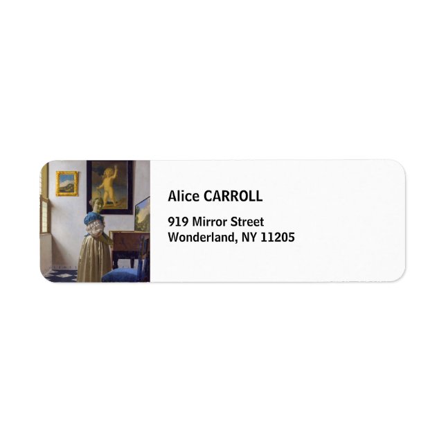 Johannes Vermeer - Lady Standing at a Virginal Label (Front)