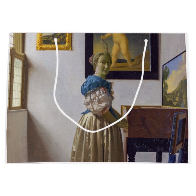 Johannes Vermeer - Lady Standing at a Virginal Large Gift Bag (Front)