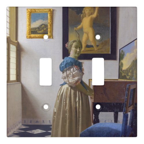 Johannes Vermeer _ Lady Standing at a Virginal Light Switch Cover