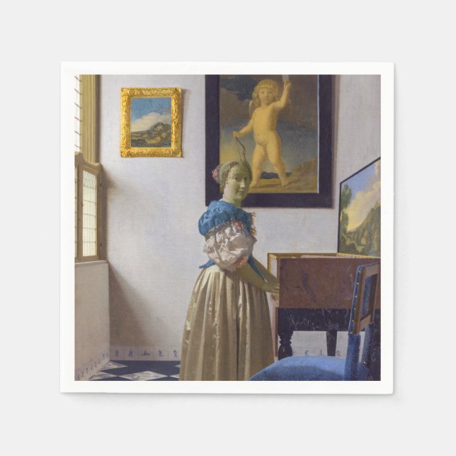 Johannes Vermeer - Lady Standing at a Virginal Napkins (Front)