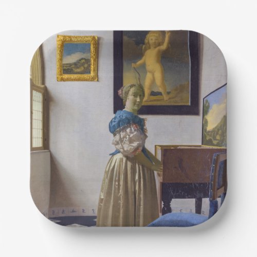 Johannes Vermeer _ Lady Standing at a Virginal Paper Plates