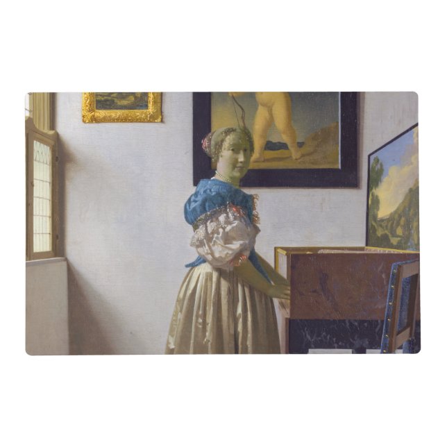 Johannes Vermeer - Lady Standing at a Virginal Placemat (Front)