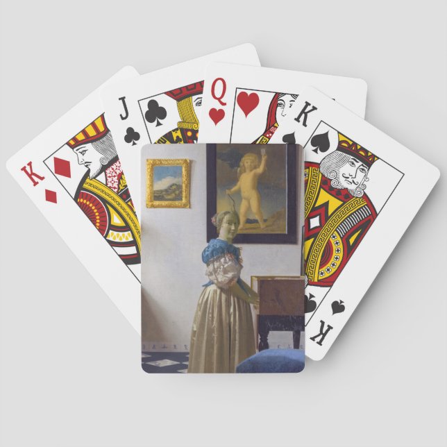 Johannes Vermeer - Lady Standing at a Virginal Poker Cards (Back)