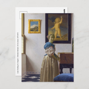 Johannes Vermeer - Lady Standing at a Virginal Postcard