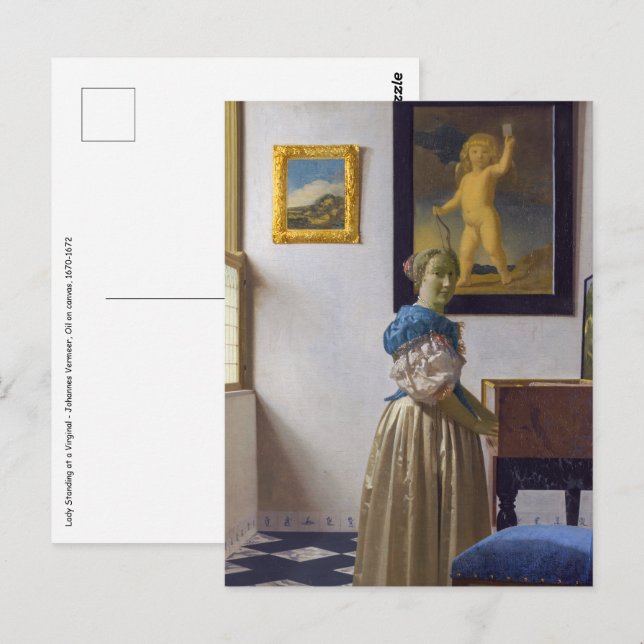 Johannes Vermeer - Lady Standing at a Virginal Postcard (Front/Back)