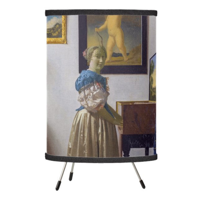 Johannes Vermeer - Lady Standing at a Virginal Tripod Lamp (Left)