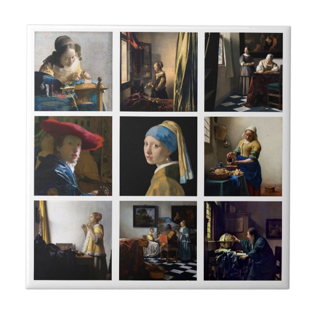 Johannes Vermeer - Masterpieces Grid Ceramic Tile (Front)
