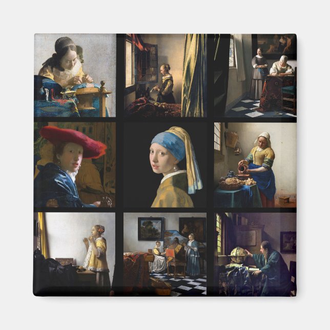 Johannes Vermeer - Masterpieces Grid Magnet (Front)