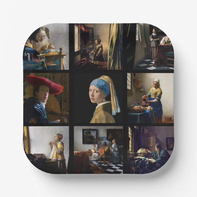 Johannes Vermeer - Masterpieces Grid Paper Plates (Front)