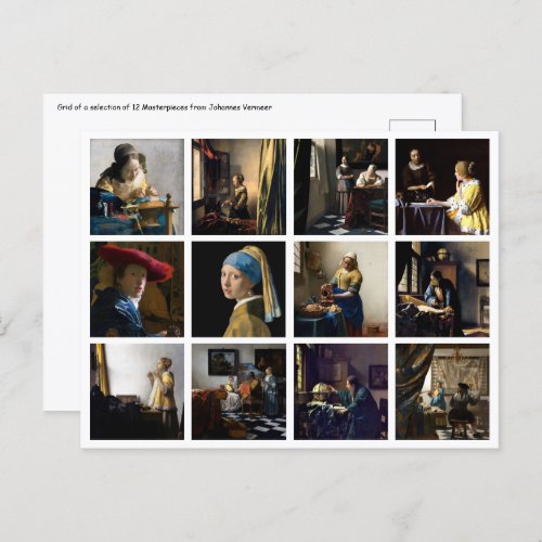 Johannes Vermeer _ Masterpieces Grid Postcard