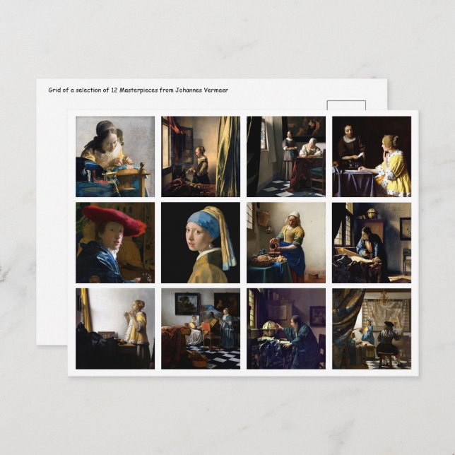 Johannes Vermeer - Masterpieces Grid Postcard (Front/Back)
