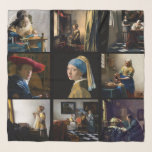Johannes Vermeer - Masterpieces Grid Square Scarf<br><div class="desc">Johannes Vermeer - Grid of a selection of 9 Masterpieces,  including:
 - Girl with a Pearl Earring - 1665
 - The Milkmaid - 1660
 - The Lacemaker - 1669-1671</div>