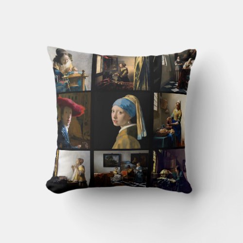 Johannes Vermeer _ Masterpieces Grid Square Throw Pillow