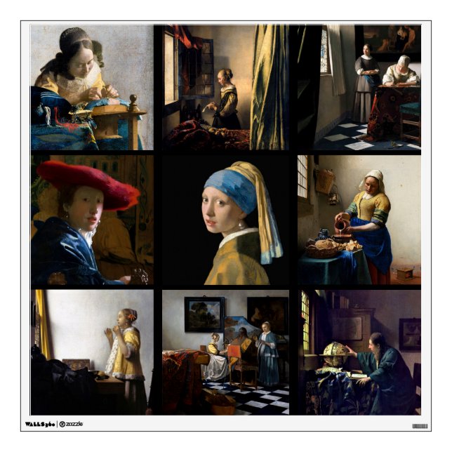 Johannes Vermeer - Masterpieces Grid Square Wall Decal (Front)