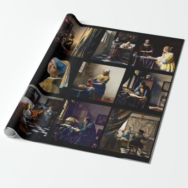 Johannes Vermeer - Masterpieces Mosaic Wrapping Paper (Unrolled)