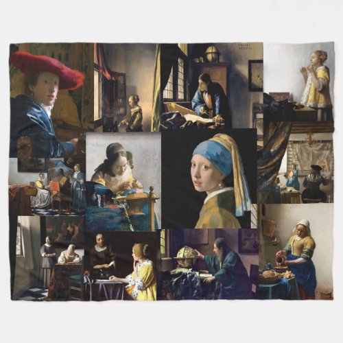 Johannes Vermeer _ Masterpieces Patchwork Fleece Blanket