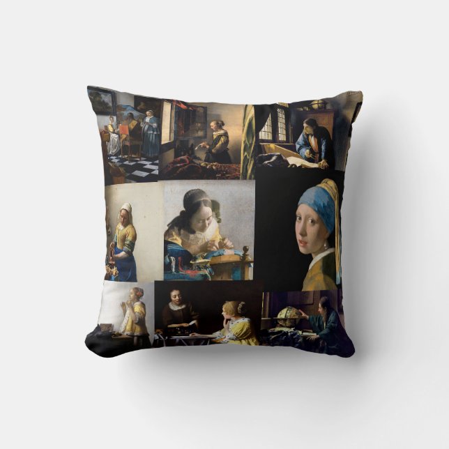Johannes Vermeer - Masterpieces Patchwork Throw Pillow (Front)