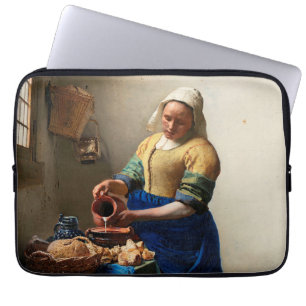 Johannes Vermeer Milkmaid. Vintage fine art Laptop Sleeve