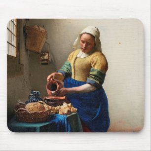 Johannes Vermeer. Milkmaid. Vintage fine art Mouse Pad