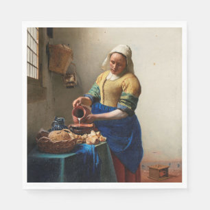 Johannes Vermeer. Milkmaid. Vintage fine art Napkins