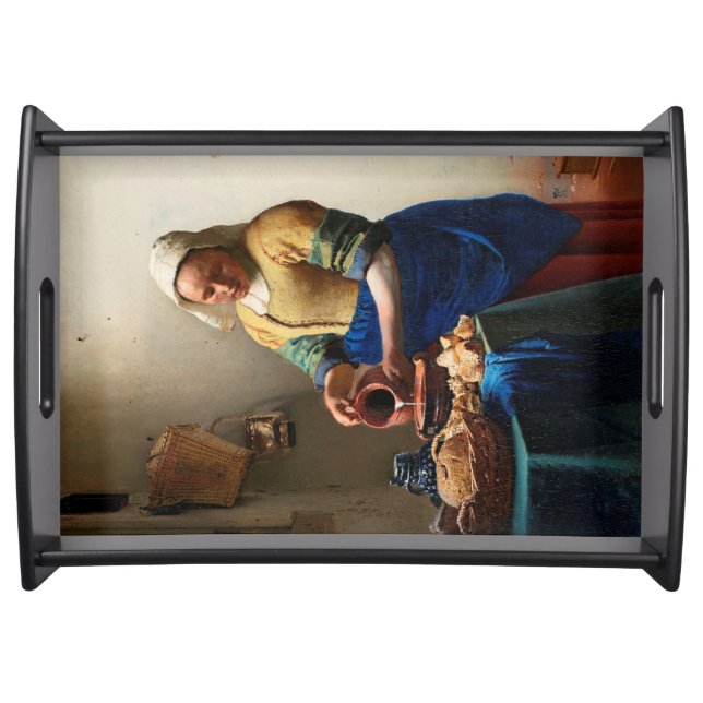 Johannes Vermeer. Milkmaid. Vintage fine art Serving Tray (Front)