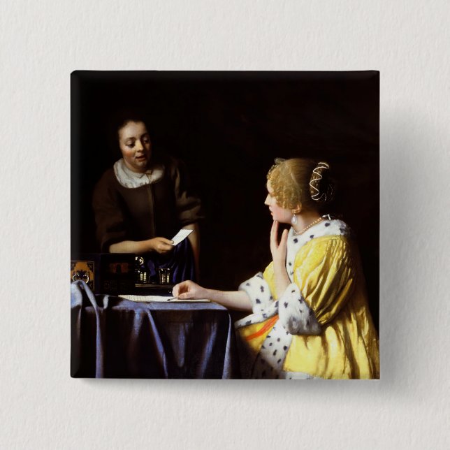 Johannes Vermeer - Mistress and Maid Button (Front)