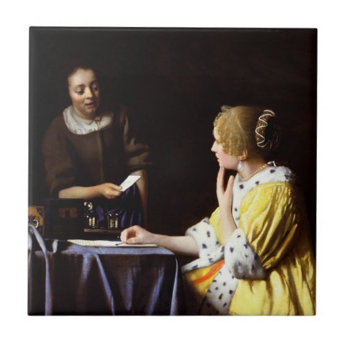 Johannes Vermeer _ Mistress and Maid Ceramic Tile