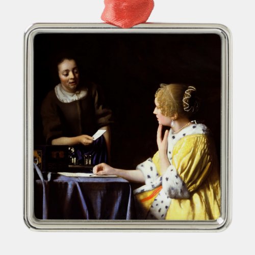 Johannes Vermeer _ Mistress and Maid Metal Ornament
