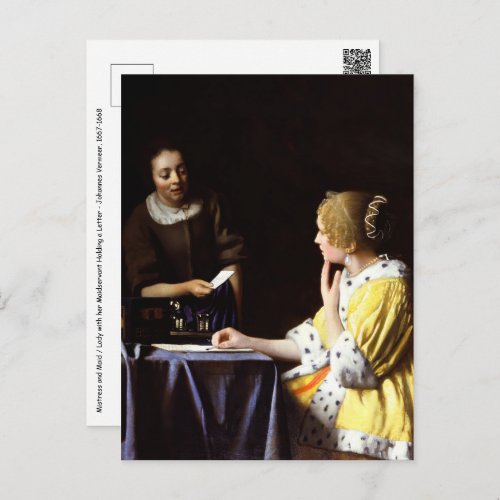 Johannes Vermeer _ Mistress and Maid Postcard