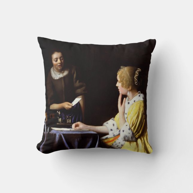 Johannes Vermeer - Mistress and Maid Throw Pillow (Front)