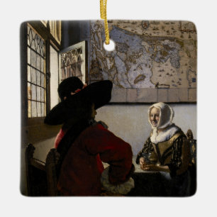 Johannes Vermeer - Officer with a Laughing Girl Ceramic Ornament