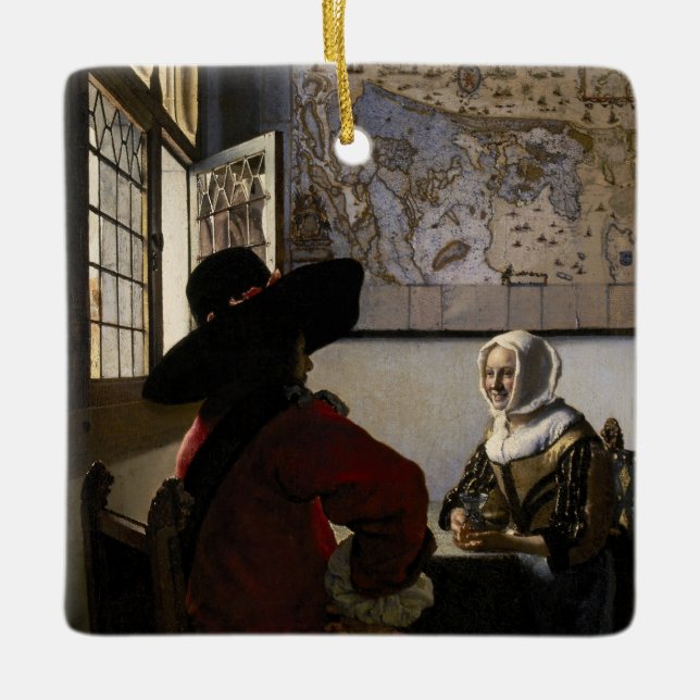 Johannes Vermeer - Officer with a Laughing Girl Ceramic Ornament (Front)