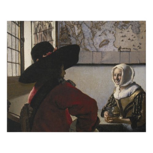 Johannes Vermeer _ Officer with a Laughing Girl Faux Canvas Print