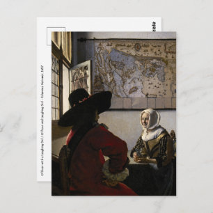 Johannes Vermeer - Officer with a Laughing Girl Postcard