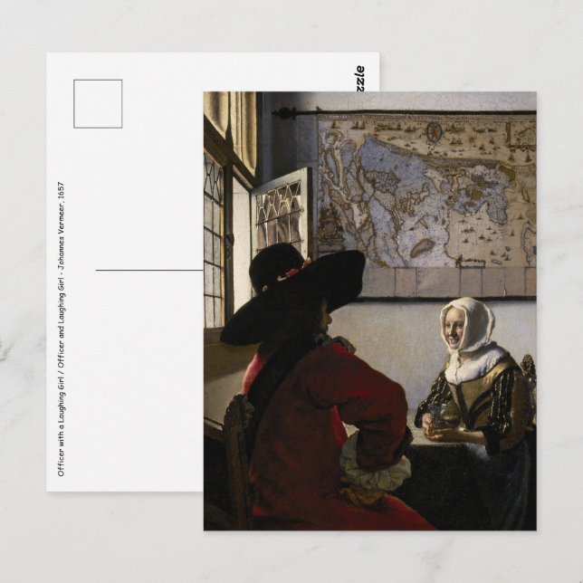 Johannes Vermeer - Officer with a Laughing Girl Postcard (Front/Back)