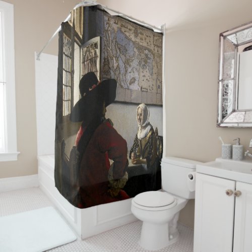 Johannes Vermeer _ Officer with a Laughing Girl Shower Curtain