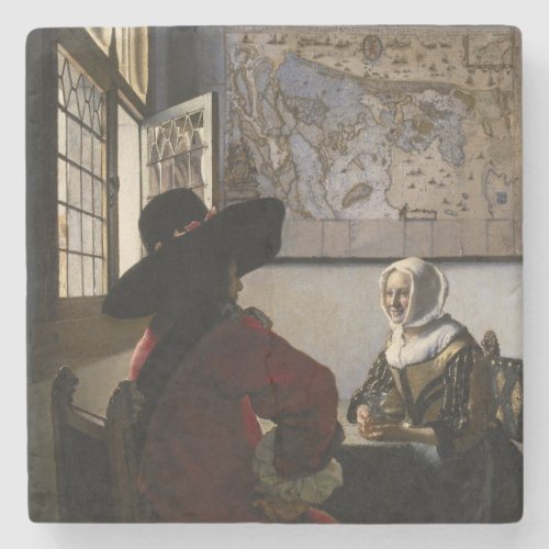 Johannes Vermeer _ Officer with a Laughing Girl Stone Coaster