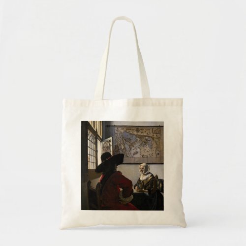 Johannes Vermeer _ Officer with a Laughing Girl Tote Bag