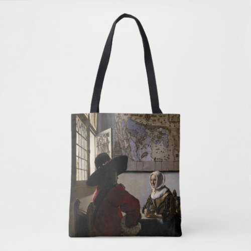 Johannes Vermeer _ Officer with a Laughing Girl Tote Bag