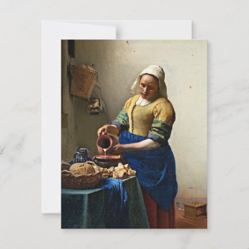 Johannes Vermeer painting The Milkmaid Card