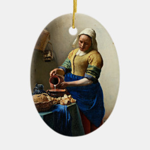 Johannes Vermeer painting, The Milkmaid, Ceramic Ornament