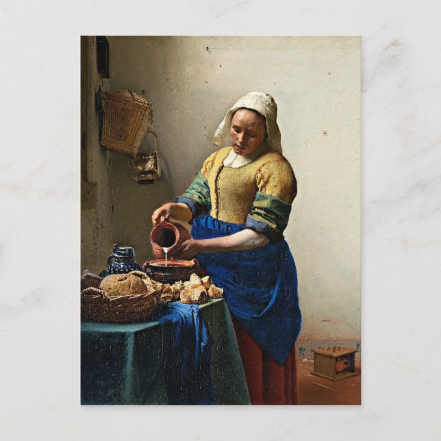 Johannes Vermeer painting, The Milkmaid Postcard (Front)