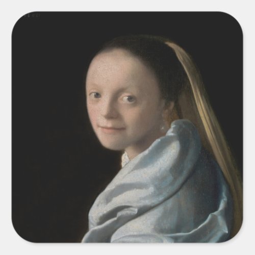 Johannes Vermeer _ Study of a Young Woman Square Sticker