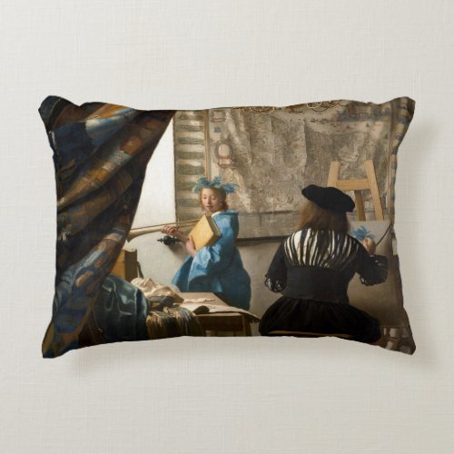 Johannes Vermeer _ The Allegory of Painting Accent Pillow