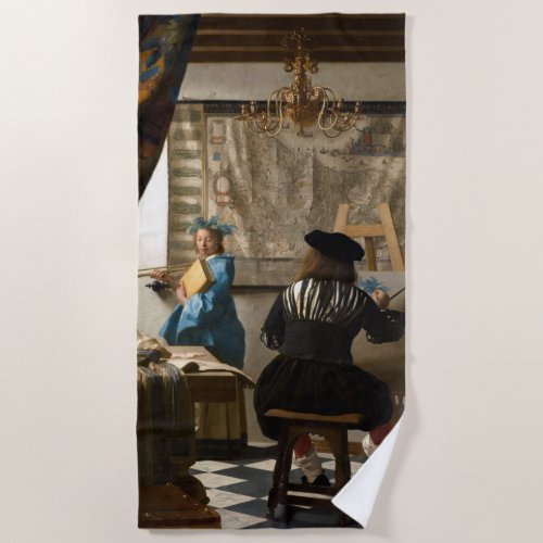 Johannes Vermeer _ The Allegory of Painting Beach Towel